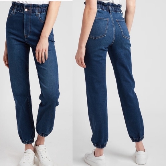 Express Super High Waisted Dark Denim Joggers - Picture 1 of 6